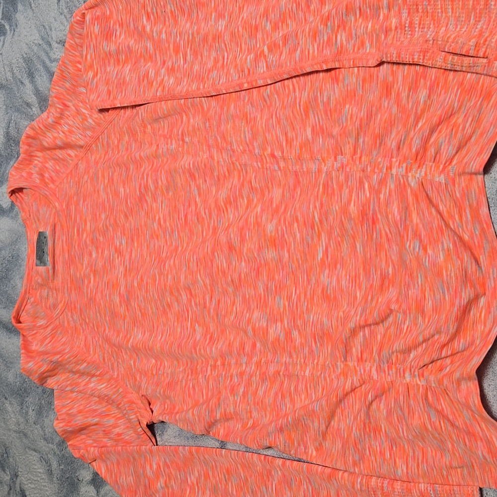 Athleta Womens Orange + Grey Ruched With Thumbholes Long Sleeve Top